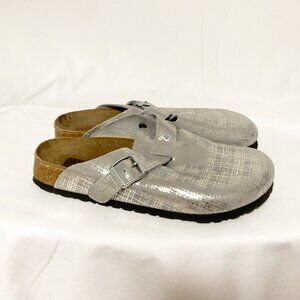 Birkenstock Pappillio Boston Clog Metallic Plaid Size 37